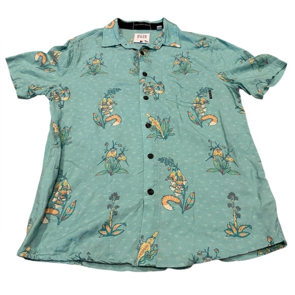 Baja Llama Flower Personalities Short Sleeve Button-up Shirt Nighthawk Size Med - Picture 2 of 7